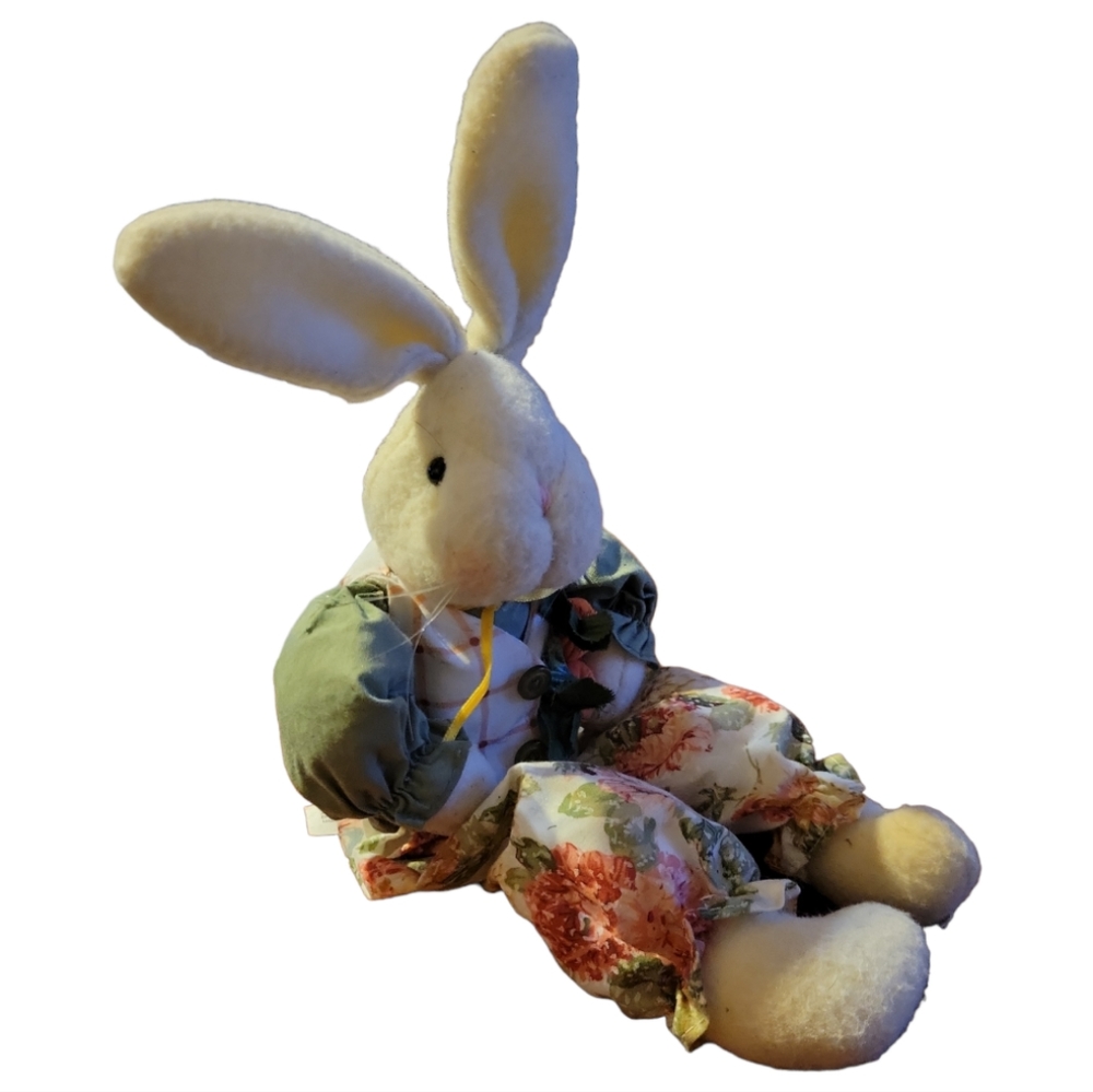 Vtg Stuffed Easter Bunny Rabbit Floral Carrots Ruffles - Picture 3 of 8
